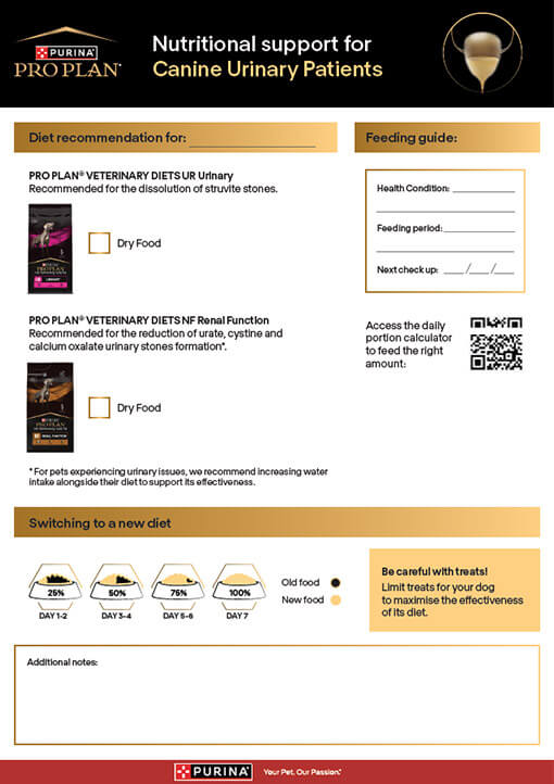 Take-away flyer for Canine Urinary Care